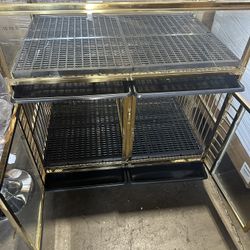 43” Dog Crate, Puppies Show Cage, Heavy Duty Dog Kennel Dod Crate with Galss Door,Divider,Floor Mat
