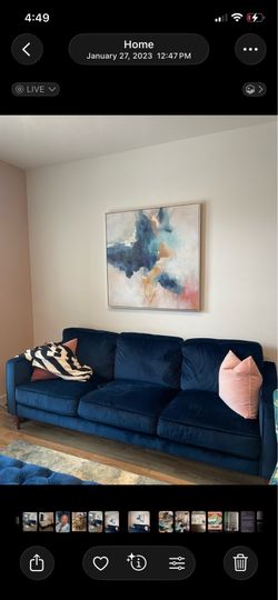 Navy Velvet Couch & Ottoman