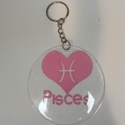 Pink heart handmade zodiac keychain 3 in