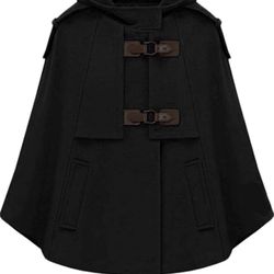 New CHARTOU Women's Cute Batwing-Sleeve Hooded Wool Baggy Poncho Cape Cardigans Outwear