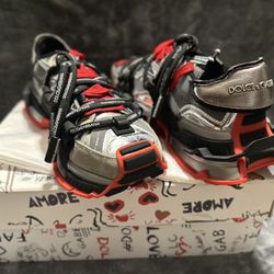Dolce& Gabbana Red and Silver Men Sneakers