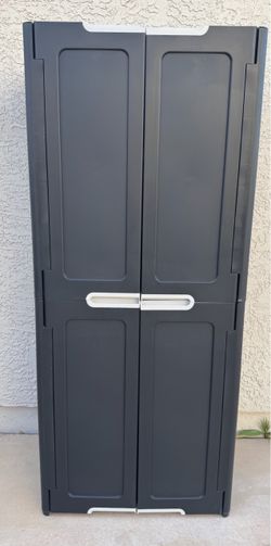 Plastic Storage Cabinet indoor/ outdoor (18.5 in W x 30 in D x 72 in H )Lockable Handles