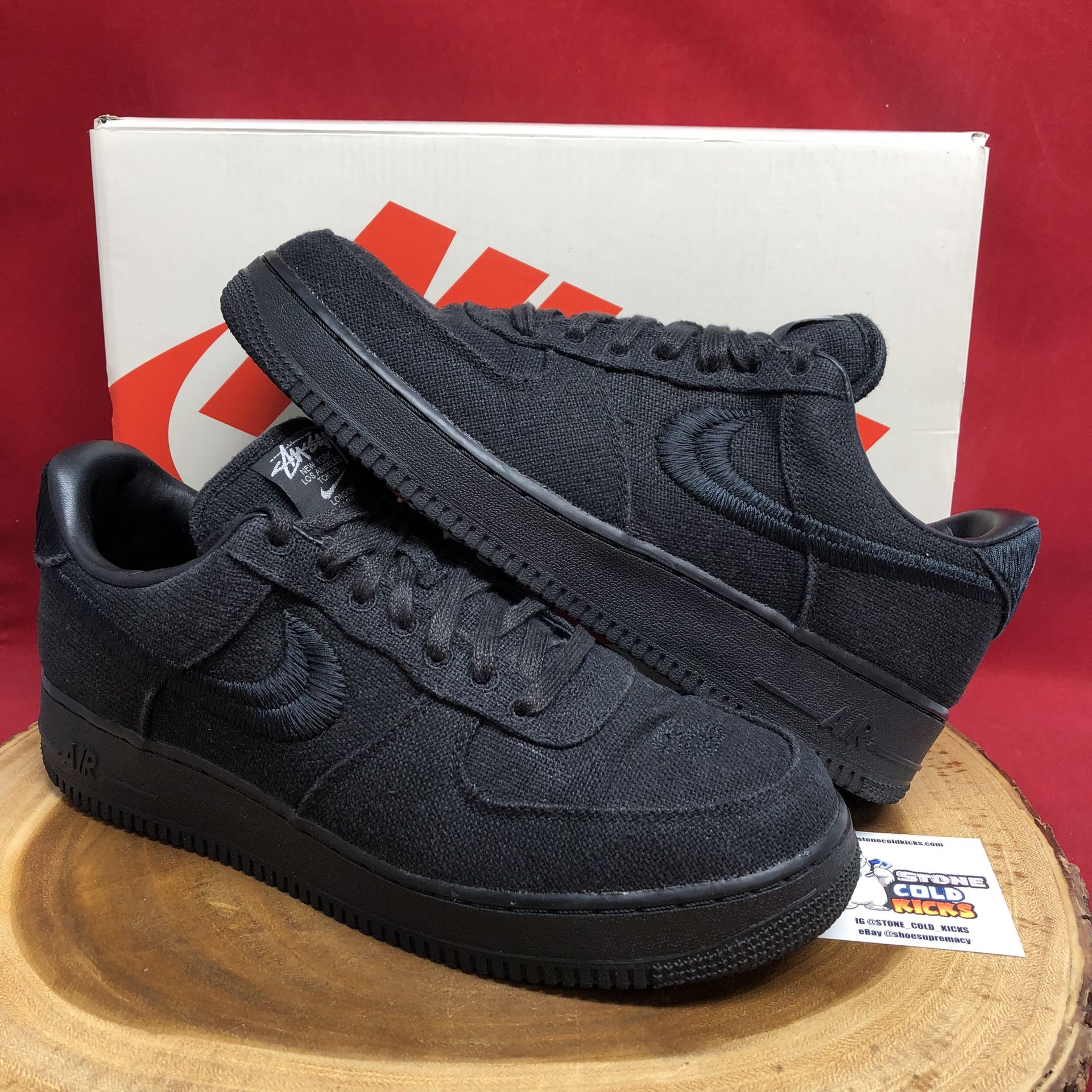 Nike Air Force 1 Low STUSSY Size 10.5 TRIPLE BLACK CZ9084