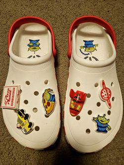 Pizza Planet Crocs Size 11