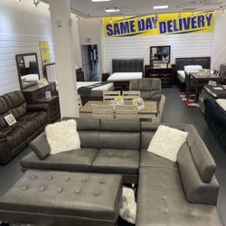 NEW COMFY GRAY SECTIONAL SOFA SET WITH OTTOMAN ON SALE NOW ONLY $999! SAME DAY DELIVERY 🚚 NO CREDIT NEEDED FINANCE AVAILABLE ☎️💰