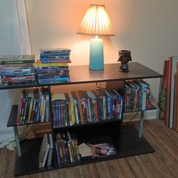 TV Stand With 80 DVD's Blu Rays And PS4 Video Games 