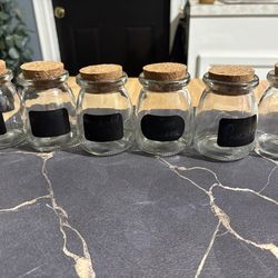 6 Mini canister jars with labels