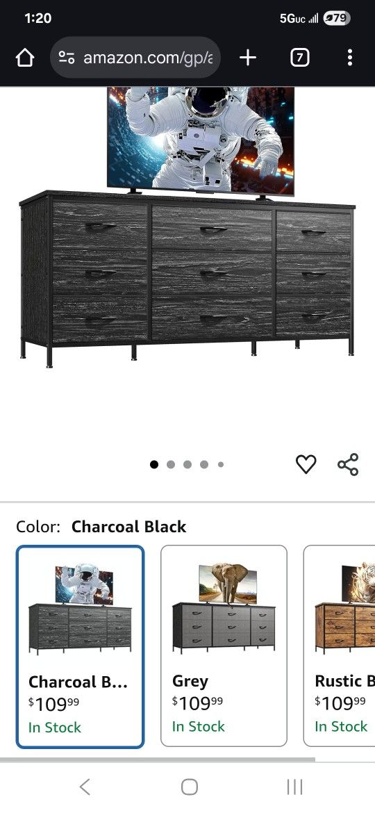 Dresser for Bedroom with 9 Fabric Drawers for 60" TV Stand for Bedroom Long Dresser