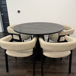 Round Black Dining Table with 4 Chairs