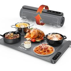 FEPPO XXL Electric Warming Tray for Large Parties – 36" x 16" Extra Large Rollable Silicone Food Warmer