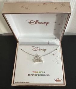 RARE NEW Disney You Are A Forever Princess Fine Silver Plated Necklace In Box just $20