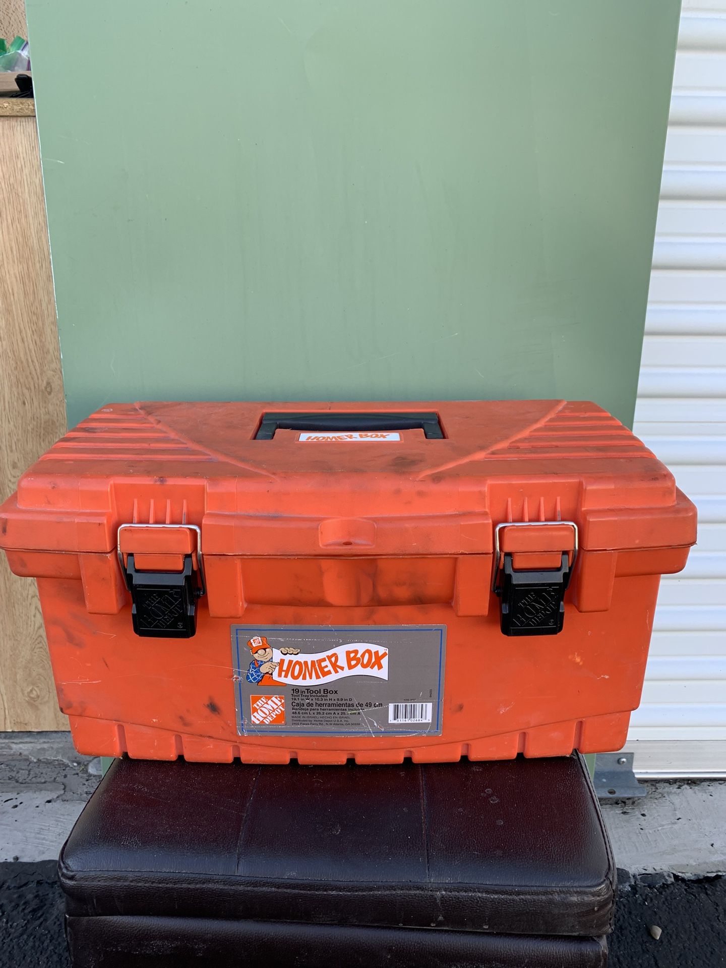 Homer Box Plastic Tool Box with Metal Latches, 16-Inch, Orange