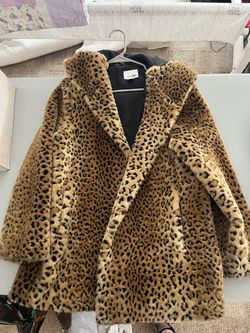 East 5th Leopard Print Faux Fur Coat