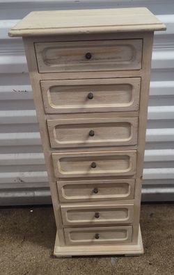 28" 7 DRAWER NATURAL WOOD LINGERIE CHEST