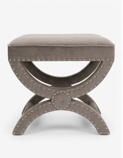 Cleaned / Restored  Safavieh Velvet X-Bench Ottoman w/ Silver Nailhead Trim
