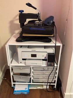Sublimation printer and heat press and cart