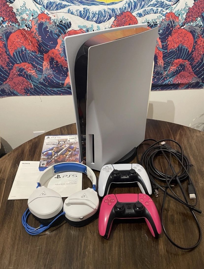 Sony PlayStation 5 Disc Edition Bundle With 2 Controllers, 1 Game, & 1 Headset