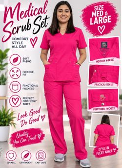 Dress A Med Medical Scrub Set Hot Pink