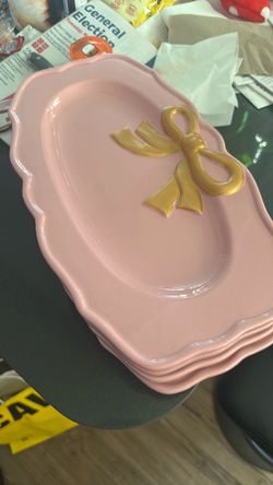 4 Pink Bow Plates