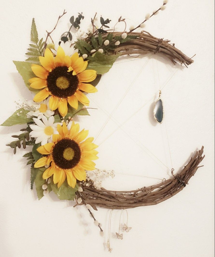 Floral crescent moon wreaths