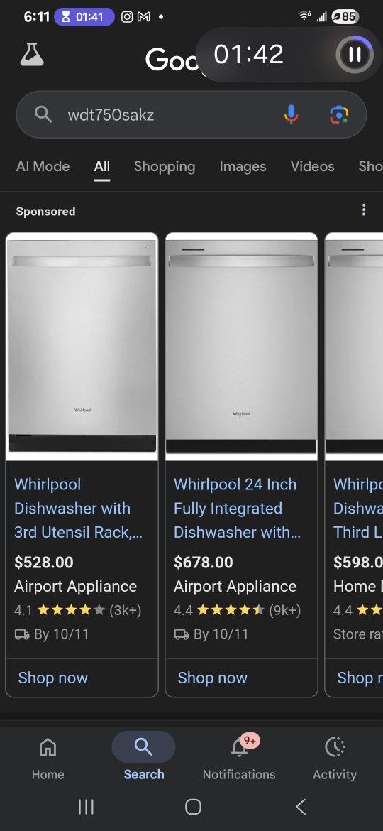 Brand New DishWasher For Sale WDT750SAKZ