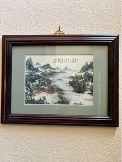 3 collectible PORCELAIN Landscape Plaques with frame