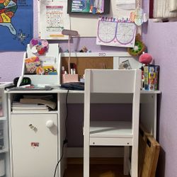 White Study Desk With chair
