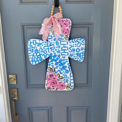 Hand Painted Cross Door Sign