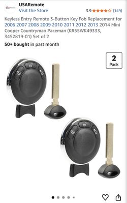 Mini Cooper Replacement Key Fobs – Set of 2 – NEW/Unprogrammed
