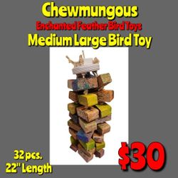 New Medium Large Wood Parrot Bird Toy: Made In USA