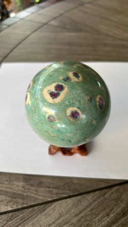 Red Ruby In Fuchsite  w/ Blue Kyanite Sphere Gemstone Crystal Mineral India