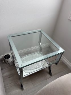 3  piece matching glass chrome tables