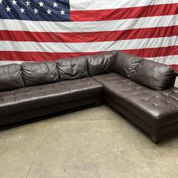 Fee Delivery - Modern 2 Piece Leather Sectional Couch 