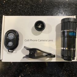 Cell Phone Camera Shutter Remote, Wide Angle Lens, Telephoto Lens & Lens Holder