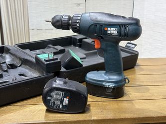 BLACK & DECKER 14.4V Cordless Drill w/ Batteries & Case