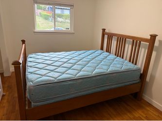 Free queen sized bed frame, box spring, and mattress