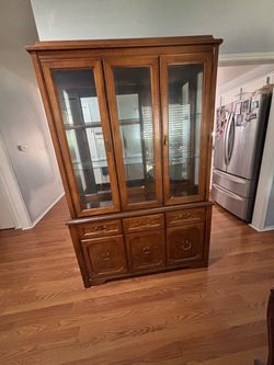 Wood China Cabinet with Glass Doors
