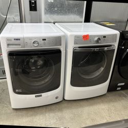 white maytag front load washer dryer set