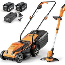 LawnMaster 20VMWGT 24V Max 13-inch Lawn Mower and Grass Trimmer 10-inch Combo with 2x4.0Ah Batteries and Charger

