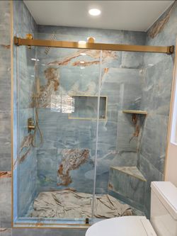Frameless shower 60x76 brush nickel & chrome350/ black &gold$380 install $300 orange conty area