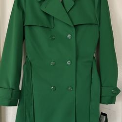 Kate Spade Green Trench Coat with Notched Lapels