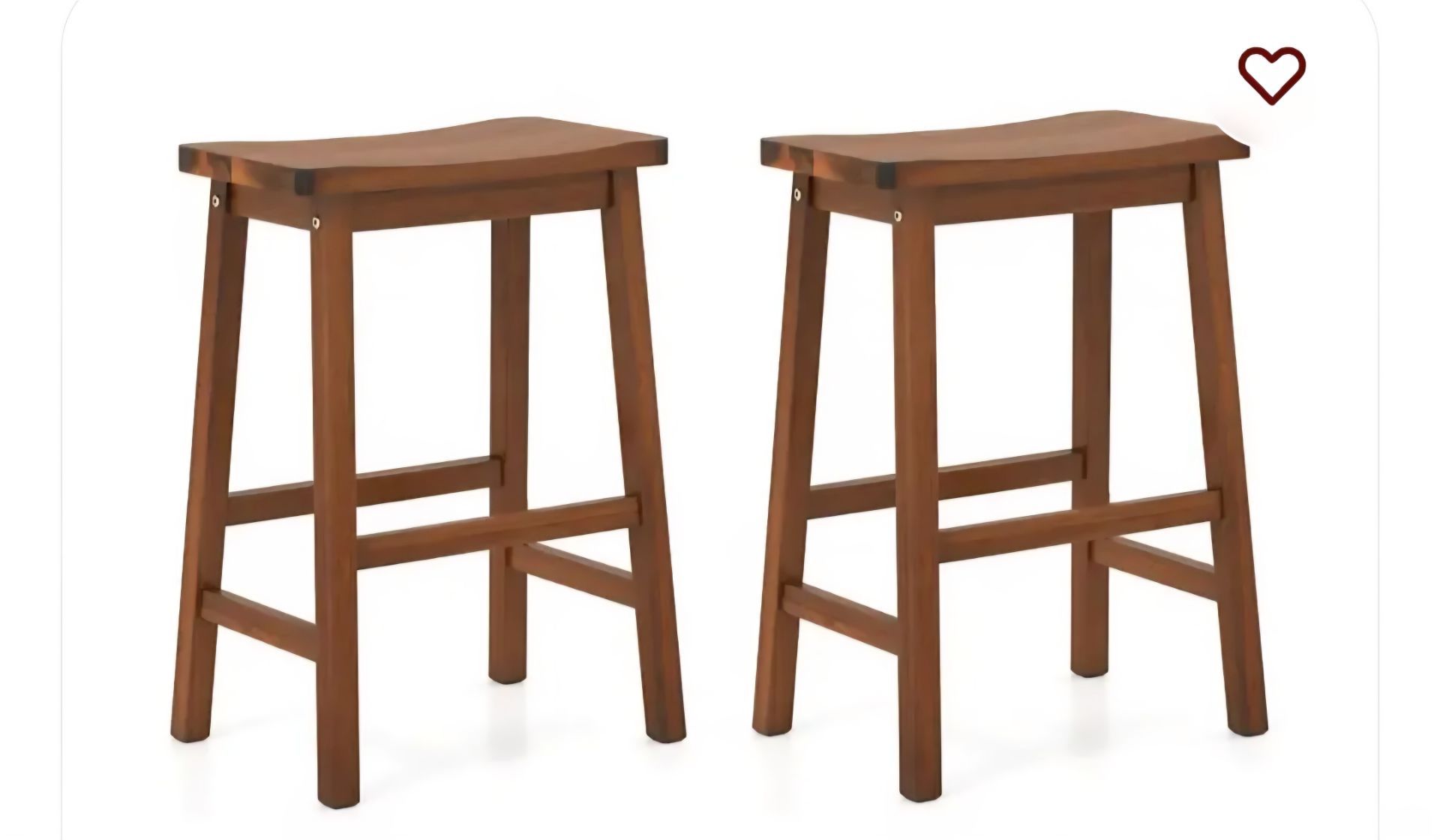 Set of 2 Saddle-Seat Counter Height Stools with Curved Seat and Footrests