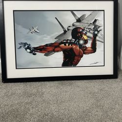Framed Iron Man Art - Dynamic Action Print