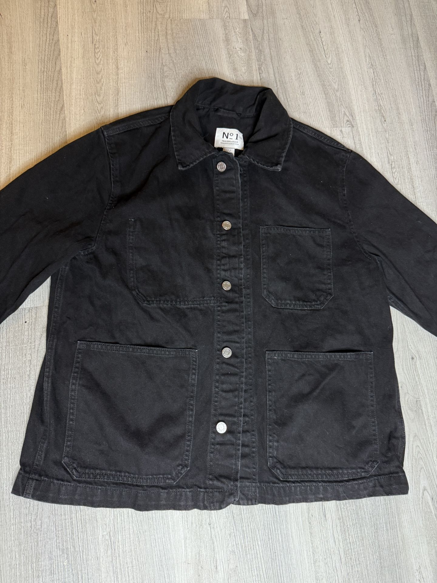 H&M Black Denim Barn Coat Chore Jacket women’s XL
