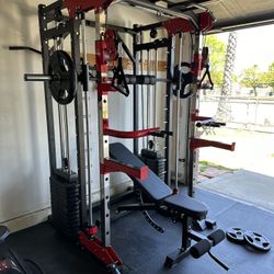 Smith Machine 200 | Adjustable Bench | 245lb Cast Iron Olympic Weights | 7ft Olympic Bar | Fitness | Gym Equipment | FREE DELIVERY/INSTALLATION 🚚 🛠️