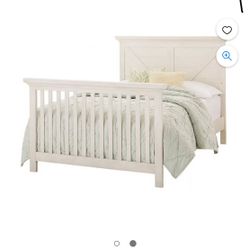 Full Size Bed Rails- Crib Converter-Brushed White-Westwood Designs 