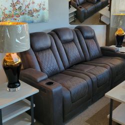 Grey Power Reclining Sofa