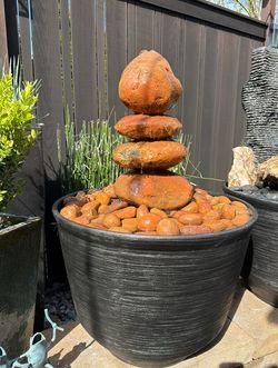 35” Custom 4 Stack Mexican Sunset Beach Pebble Cairn Outdoor Water Fountain ⛲️🏖️🔥