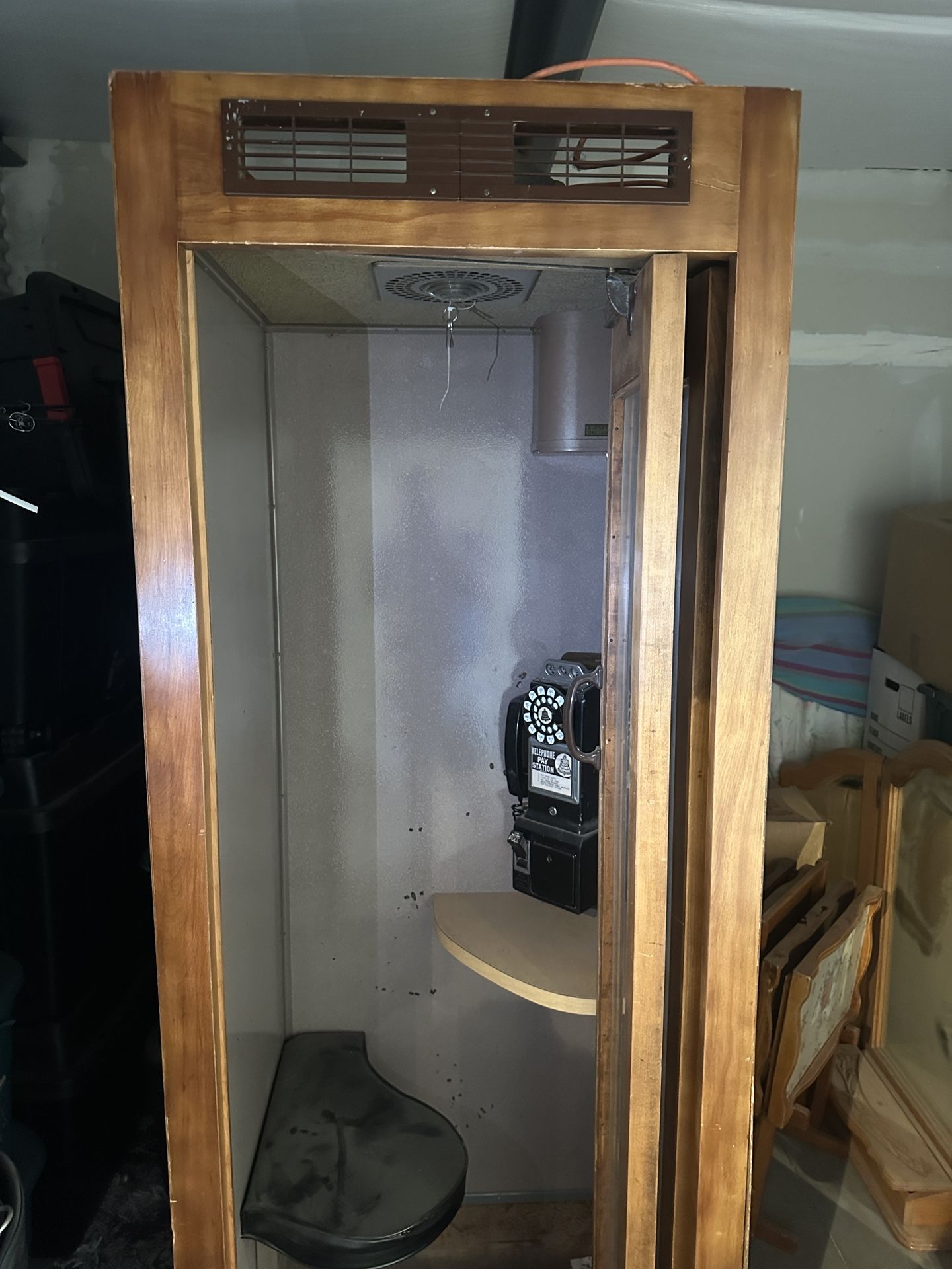 1930’s 40’s Western Wooden Telephone Booth . Works!