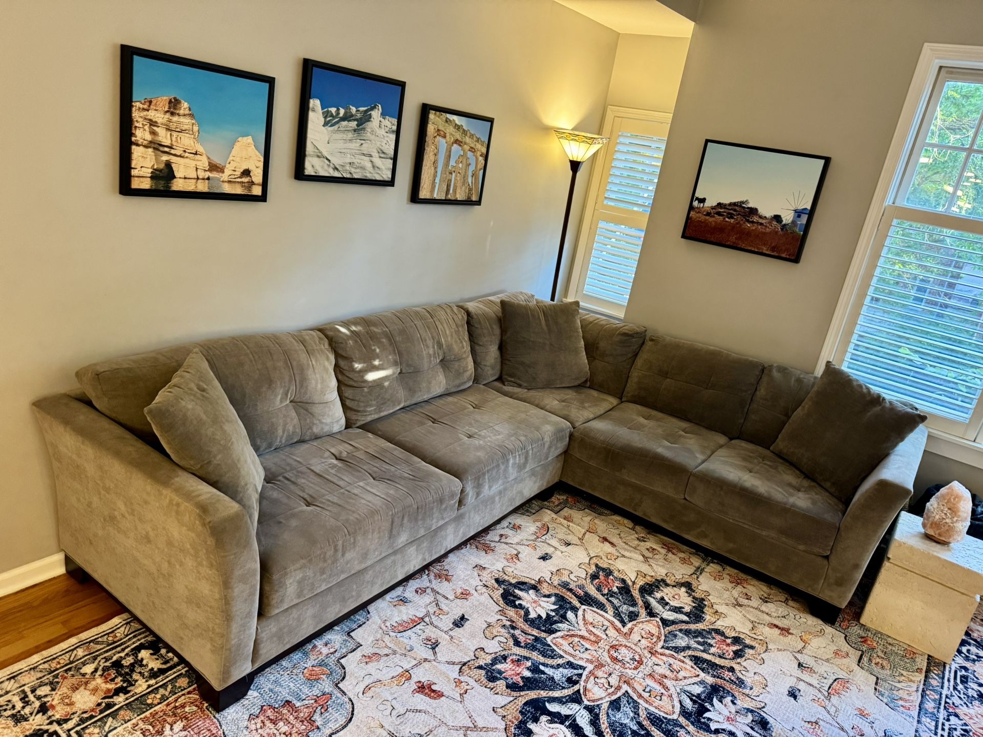 Sectional Couch with three Throw Pillows